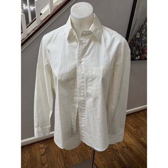 AMO Denim White Cotton Poplin Ruffle Back Button Down Shirt Size XS - Picture 2 of 2